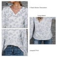 thumbnail image 5 of Camisa De Mujer Manga Larga Estampado De Leopardo Cuello En V Jersey Botones Decoración Suelta Elegante Mujer Top Blanco XL, 5 of 5