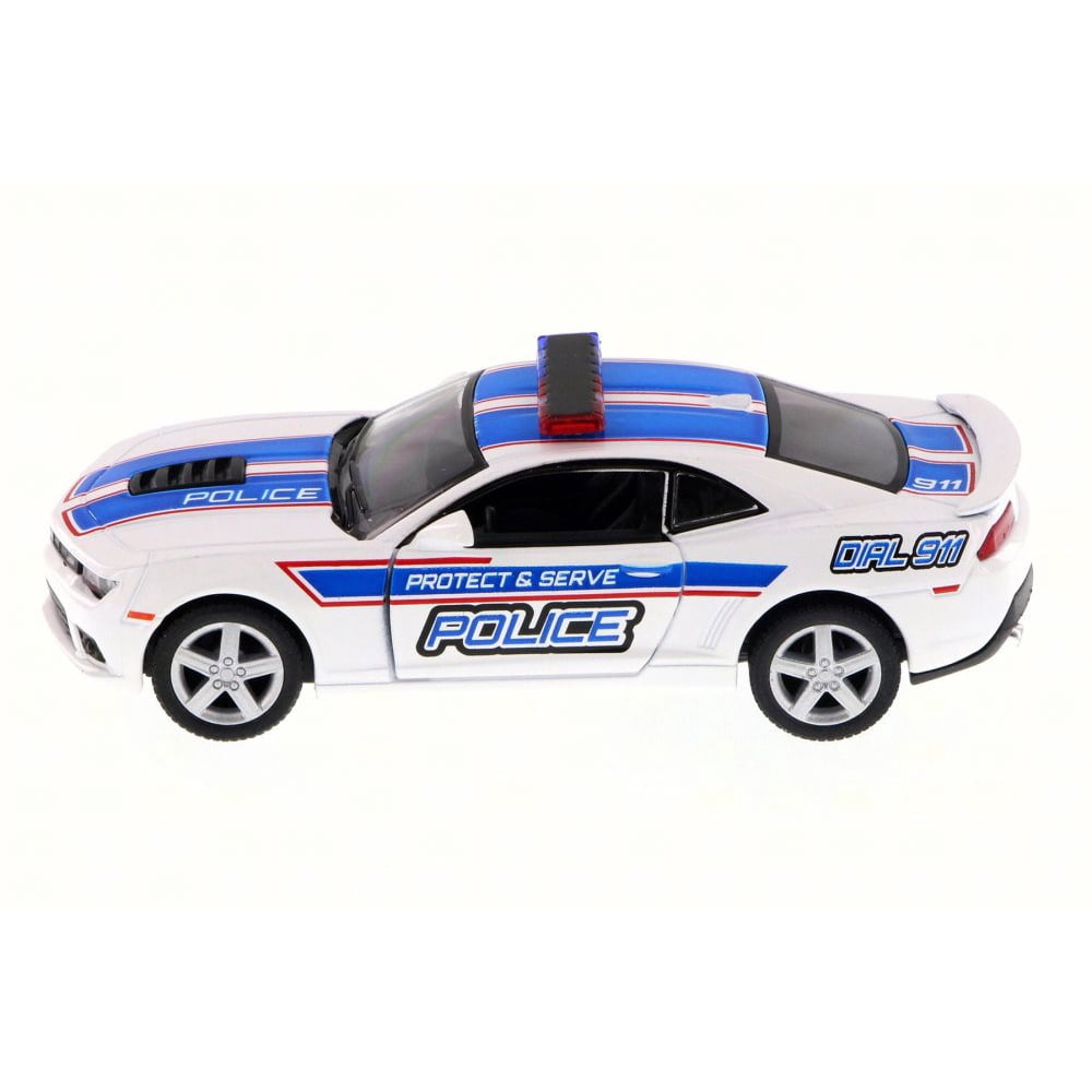 2014 Chevy Camaro Police, White w/ Blue Stripes - Kinsmart 5383DP - 1/38 Scale Diecast Model Toy
