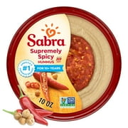 Sabra Supremely Spicy Fresh Hummus Dip, Non-GMO, Gluten Free, Vegan Hummus Spread, 10oz Tub