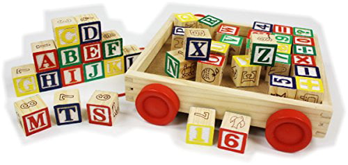 Matty's Toy Stop 150 Piece ABC Stack N' Build Wood Alphabet Blocks Bulk Class... 