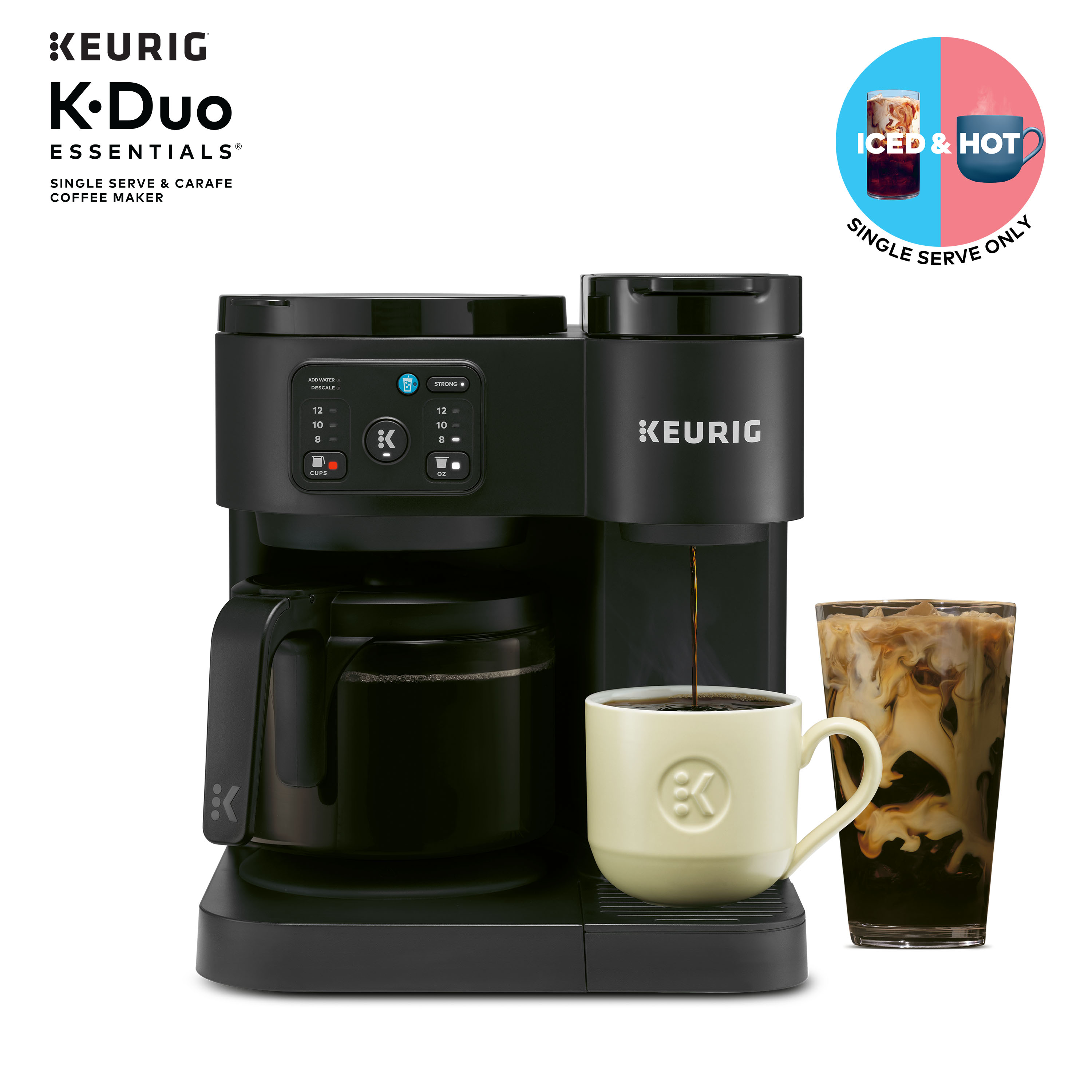 Keurig K-Duo Essentials, Hot & Iced Single-Serve K-Cup Pod Coffee Maker ...