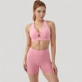 thumbnail image 2 of Women's Twist Front Sports Bra with Keyhole Cutout and Wide Shoulder Straps - Small, Pink, 2 of 7
