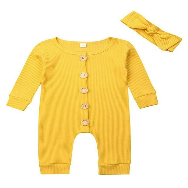 Newborn Baby Girl Boy Autumn Clothes Knitted Romper Jumpsuit 2PCS Outfits Set