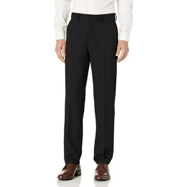 Haggar Men's Standards Solid Gabardine Superflex Waist Flat Front Pant, Black, 42Wx32L