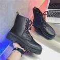 thumbnail image 1 of Style Men's High-top Leather Boots Autumn Thick Bottom Waterproof Motorcycle Boots, 1 of 5