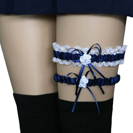 

Fusipu 2Pcs/Set Women Garters Elastic Lace Trim Sexy Women Girl Bowknot Decor Garters Belt Suspender Bridal Accessories for Wedding