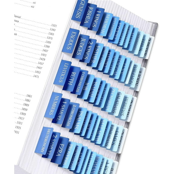 Bible Tabs for Women & Men, Laminated Bible Tabs for Study Bible, Large Print Neutral Bible Tabs for Easy Navigation, Bible Index Tabs, 66 Tabs Old & New Testament, Extra 9 Blank Tabs - Ocean Ser