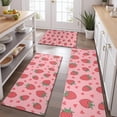 thumbnail image 2 of Red Strawberry Plants Fruit Heart Pink Pattern Kitchen Rugs Sets Of 3,Kitchen Runner Rugs Non Skid Washable,Decorative Kitchen Floor Mats for Kitchen,Sink,Laundry,17"x30"+ 17"x47" + 17"x59", 2 of 6