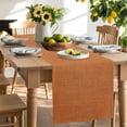 thumbnail image 2 of Table Runner 72 Inches Long for Kitchen Dining, Burnt Orange Dresser Scarf Farmhouse, Dining Table Decorations for Wedding/Parties, Farmhouse Burlap Solid Orange Color Modern Linen Texture 16 x 72 In, 2 of 9