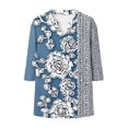 thumbnail image 6 of Edvintorg Womens Blouse Fashion Printed 3/4 Length Sleeve V Neck Boho Button Down Shirt Business Casual Tops Women's Clothing Sky Blue L, 6 of 6