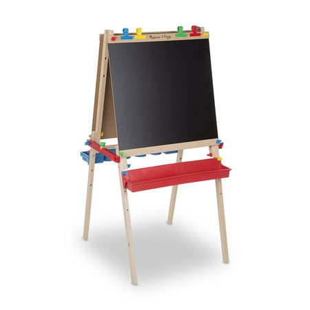 - Melissa & Doug Deluxe Standing Art Easel - Dry-Erase Board. Chalkboard. Paper Roller