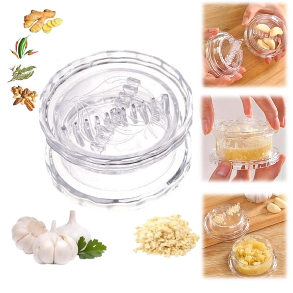 Garlic Twister 4th Gen – Garlic Mincer & Garlic Press in One - for Ginger, Herbs, Nuts & more, BPA-Free, Dishwasher Safe, 3–5 Clove Capacity - Clear (1Pack)