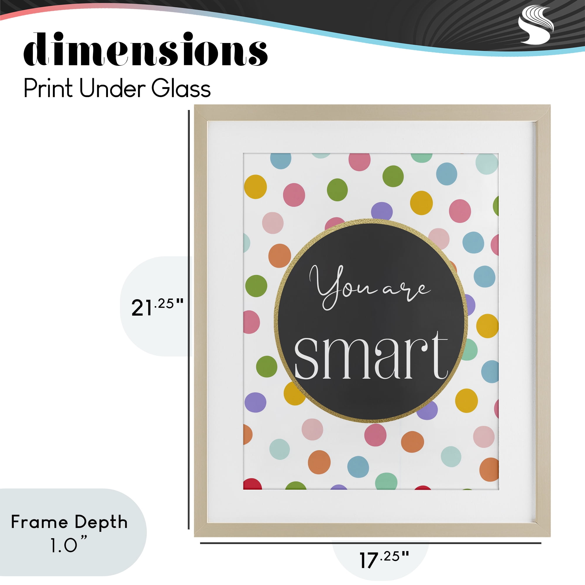 Stupell Industries You Are Smart Polka Dots Birch Framed Print Under Glass, design by Christine Simpson Art