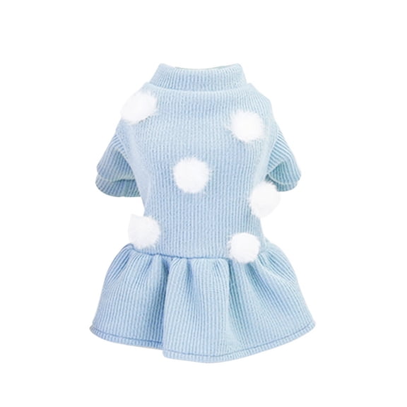 Barhoo Dog Dresses for Small Dogs Girl, Winter Sweater Pet Puppy Clothes Outfit Apparel, Warm Fleece Coat for Chihuahua Yorkie, Cute and Elegant Design with Plush Balls for Parties and Daily Wear