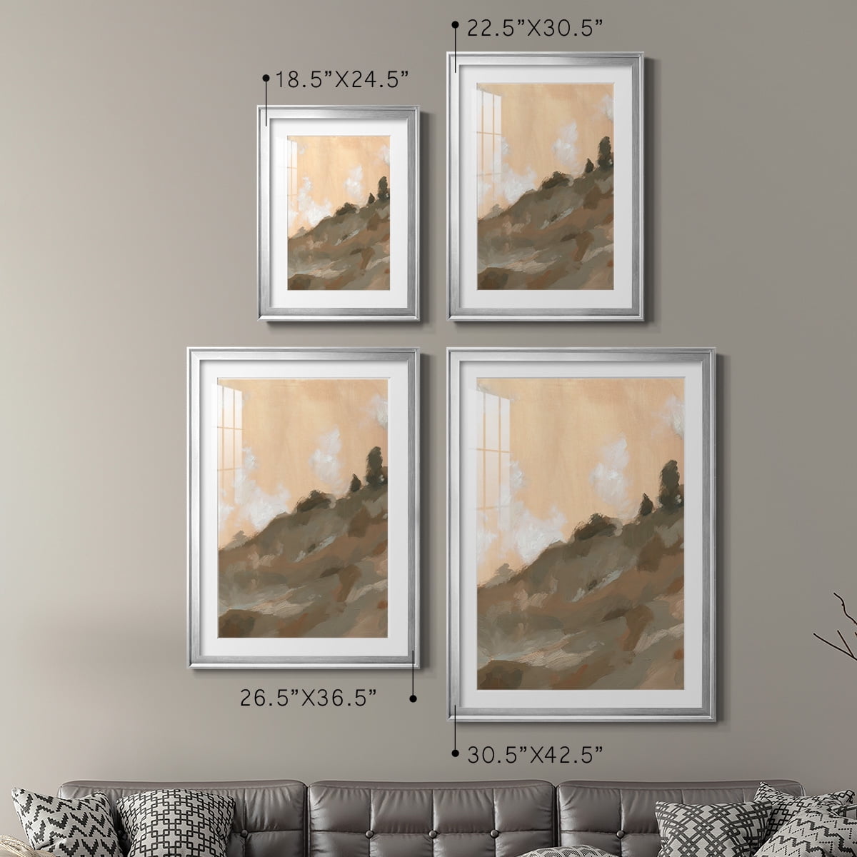 Wexford Home Hillside Walking Path III Premium Framed Print, 30.5" x 42.5" - Ready to Hang, Silver (Set of 2)
