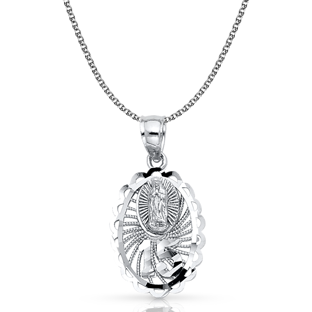 Ioka-14K White Gold 15 Years Quinceanera Years Charm Pendant with