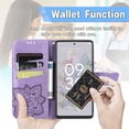thumbnail image 6 of Wallet Case for Google Pixel 6A, 3D Butterfly Flower PU Leather with Credit Card Slots Holder Folio Phone Cover Case for Google Pixel 6A Rhinestone Purple, 6 of 14