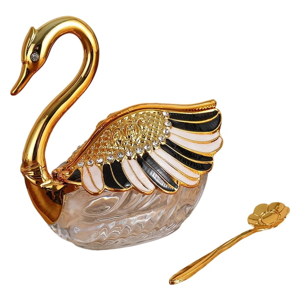 Azucarero creativo con forma de cisne y cuchara para cocina de hotel o restaurante. Estilo C