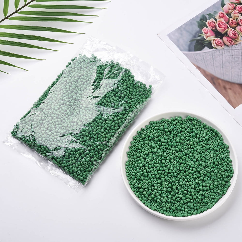 6/0 Glass Seed Beads Opaque Colours Seed Small Craft Beads for DIY Jewelry Making Round Round Hole Pale Green 6/0 4mm 50g/bag 18bags/2pounds