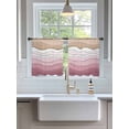thumbnail image 3 of Sheer Curtains 54 Inch Length 2 Panels Set for Kitchen, Pink Ombre Stripe Semi Sheer Curtains for Windows, Abstract Summer Beach Coastal Voile Window Treatments Rod Pocket Curtain, 3 of 7