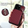 thumbnail image 5 of Case for iPhone 15 Pro Max, Detachable Crossbody Strap Wallet Case with Card Slots, Stand Ring Flip PU Leather Protective Cover Lanyard for Women for iPhone 15 Pro Max, Winered, 5 of 6