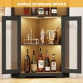 thumbnail image 7 of BROTTAR Corner Wine Bar Cabinet with LED Lights, 65" Tall Liquor Storage Cabinet with Glass Holder & Tempered Glass Door, Human Body Sensor for Dining Room Kitchen, Black, 7 of 7