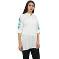 thumbnail image 6 of Phagun Women's Casual 3/4 Sleeve White Cotton Modal Embroidered Tunic Shirt-20, 6 of 9