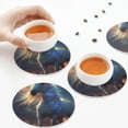 thumbnail image 3 of KLL Drink Coasters Set Round Shape of 4,PU Leather Absorbent Coasters Set Decorative Coffee Cup Coasters Housewarming Gift for Home Decor-Starry Light White Horse, 3 of 5