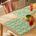 thumbnail image 4 of Green Leaves Placemats Set&nbsp;of 1 Hand-Painted Modern Spring Leaf Plant Teal Green Botanical Green Heat Insulation Washable Place Mats, Non-Slip Table Mats for Dining Table Kitchen,13x19 Inch, 4 of 9