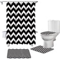 thumbnail image 2 of FMSHPON Geometric 4 Piece Bathroom Set Shower Curtain Bath Rug Contour Mat and Toilet Lid Cover, 2 of 8
