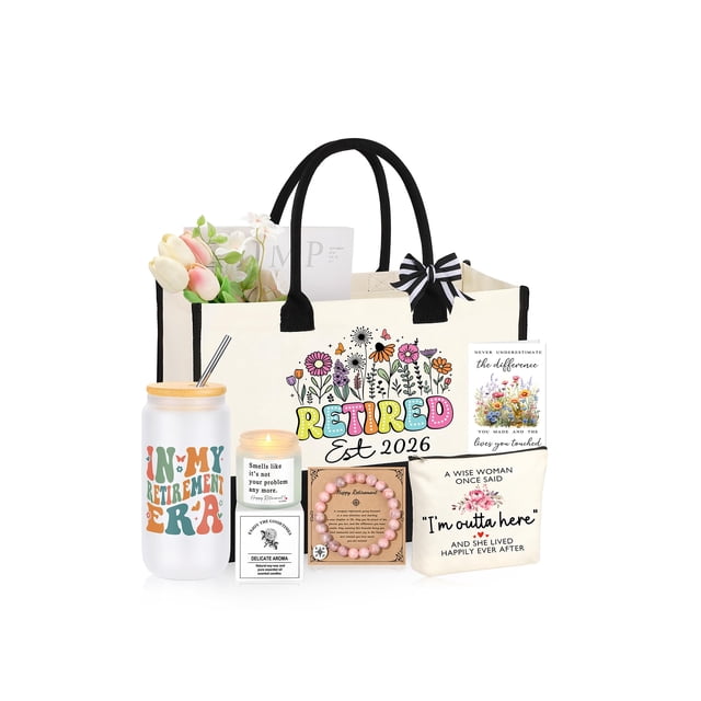 Set de regalo de jubilación JTENGTOP 2026 para mujer: bolsa tote, vela y pulsera