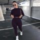 thumbnail image 1 of Conjuntos de dos piezas para mujer, chándales sólidos de otoño, ropa deportiva elástica de cintura alta, Tops cortos y mallas, trajes a juego Tan Jianjun  unisex, 1 of 2
