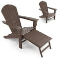 thumbnail image 3 of Costway Outdoor Patio HDPE Deck Adirondack Chair Beach Seat Retractable Ottoman Coffee, 3 of 9