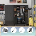 thumbnail image 6 of Metal Garage Storage Cabinet, 75” Cleaning Tool Cabinet with Hooks and Hanging Rods, Heavy Duty Garden Tool Organizer, Broom Cabinets for Home, Garage, Laundry Room, Gym, Workshop, 6 of 14
