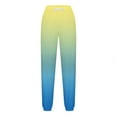thumbnail image 4 of Womens Gradient Trousers Fashion Sports Loose Casual Wide Leg Drawstring Pocket Sweatpants Long Pants, 4 of 5