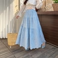 thumbnail image 2 of Boho Long Skirts for Women Hollow Out Embroidery High Waist Skirt Flowy Tiered Maxi Skirt Lightweight Vintage Fashion Skirts Business Casual Outfits Spring Summer 2026 Beach Vacation, 2 of 5