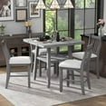 thumbnail image 3 of 5-Piece Counter Height Dining Table Set in 2 Table Sizes with 4 Folding Leaves and 4 Upholstered Chairs for Dining Room (Gray+Beige Cushion), 3 of 7