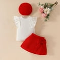 thumbnail image 2 of Zwiiyzr 2025 Girl's 3 Piece Outfits Ribbed Ruffled Sleeveless Tops And High Waisted Skirts With Hat Set Infant Toddler Baby Dress Red, 2 of 9
