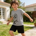 thumbnail image 2 of AWZXDE Summer Boys Beach Lightweight Mesh Tee And Shorts Set Playwear For 4-12 Years Outdoor Casual Kids Ensemble Grey，7-8 Years, 2 of 9