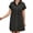 Black, variant on Cotton Linen Dress for Women Short Sleeve V-Neck Button Down Tunic Shift Dress Casual Breathable Comfy Summer Shirt Dress with Pocket for Beach Vacation and Everyday Wear