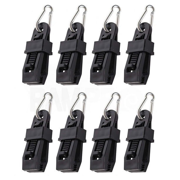 8Pc HeavyDuty Tarp Clips with Carabiner SlidingLock Grip Quilt