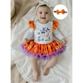 thumbnail image 4 of BemeyourBBs Baby Girl Halloween Outfits Ghost Letter Print Romper with Headband, 4 of 9