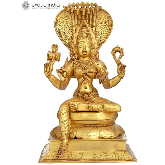 19 inch Goddess Mariamman Smallpox Mother Brass Sculpture South Indian