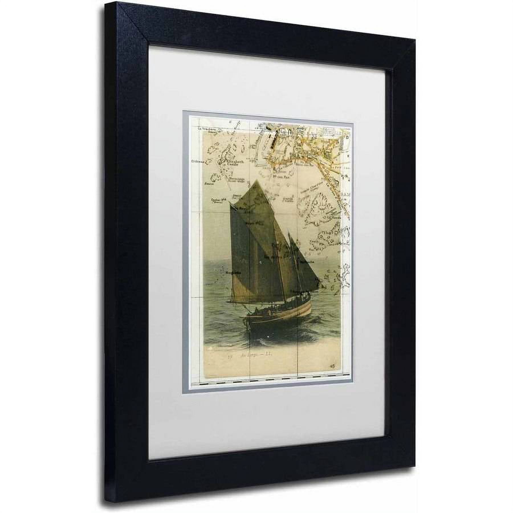 Trademark Fine Art 'Jersey Sailboat' Canvas Art by Nick Bantock, White Matte, Black Frame