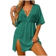 thumbnail image 2 of XiYing Robes pour Femmes, Robe de Plage Décontractée Ample pour Femmes, Design à Taille Fluide à Manches Courtes avec Lien au Dos, Couvre-Bikini de Vacances, S-TTG,, 2 of 7