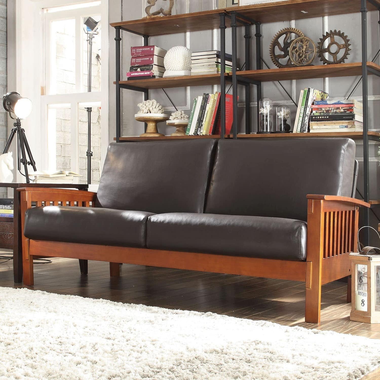 Tribecca Home Hills Mission Style Oak Sofa By