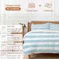 thumbnail image 6 of 3 Piece Blue Striped Duvet Cover Set Queen Size, Microfiber Comforter/Quilt Cover with Corner Ties and 2 Pillowcases, Rustic Farmhouse Stripes All Season Soft Bedding with Zipper Closure, 6 of 8