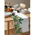 thumbnail image 6 of Green Tropical Botanical Table Runner Cotton Linen 120 Inch Holiday Dresser Scarves, Summer Floral Leaves Tablerunner for Kitchen Coffee Dining Bedroom Home Living Room Dinner Scarf Décor 13''x120'', 6 of 9