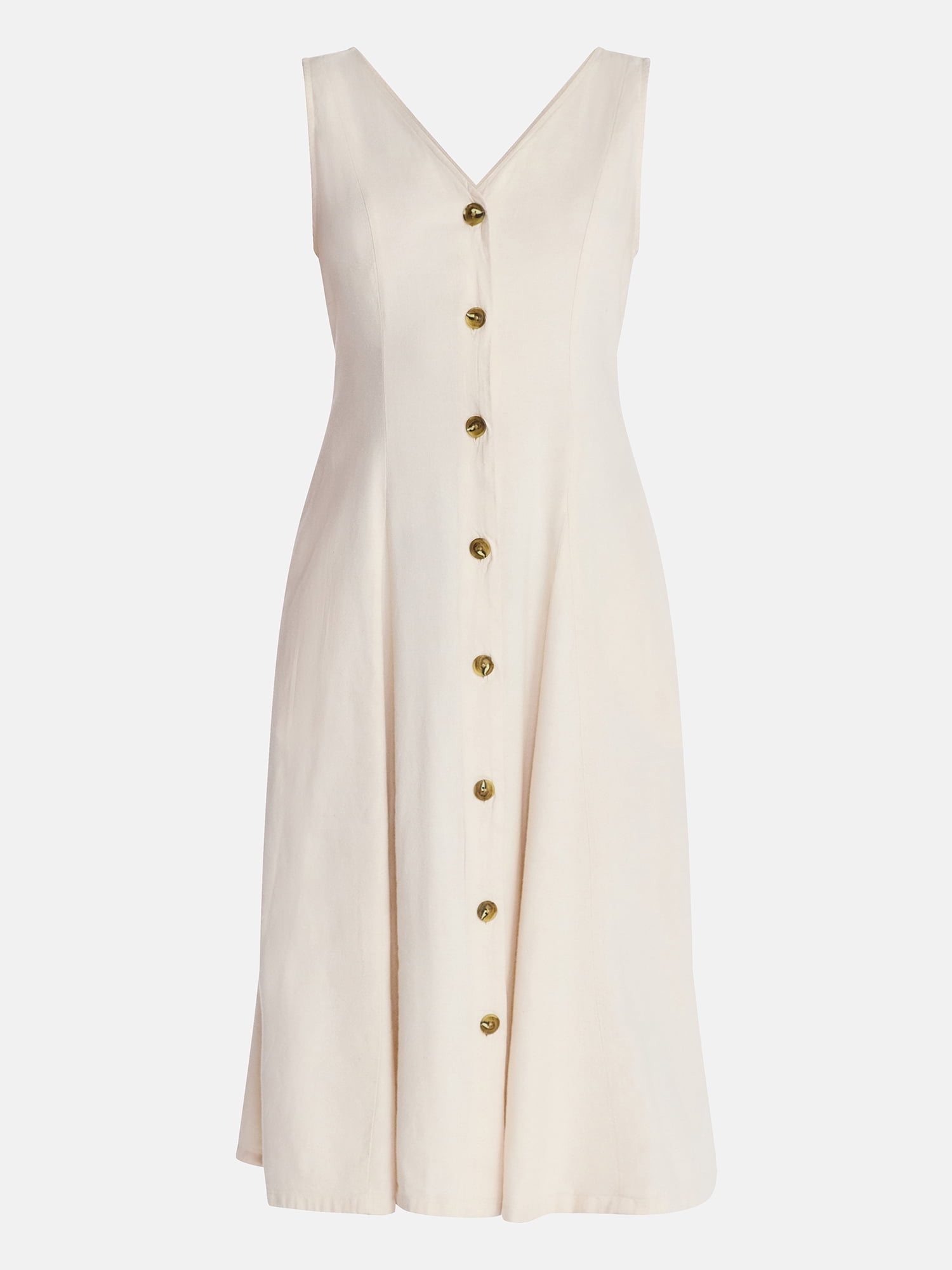 Time and Tru Women's Sleeveless Button Down Linen Blend Dress, Sizes XS-XXXL