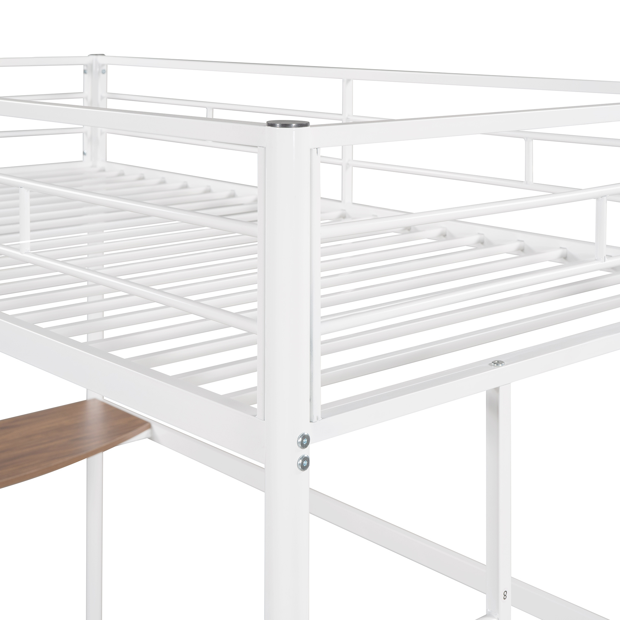 Aukfa Metal Twin Loft Bed with Desk for Kids Teens Dorm Bedroom, White